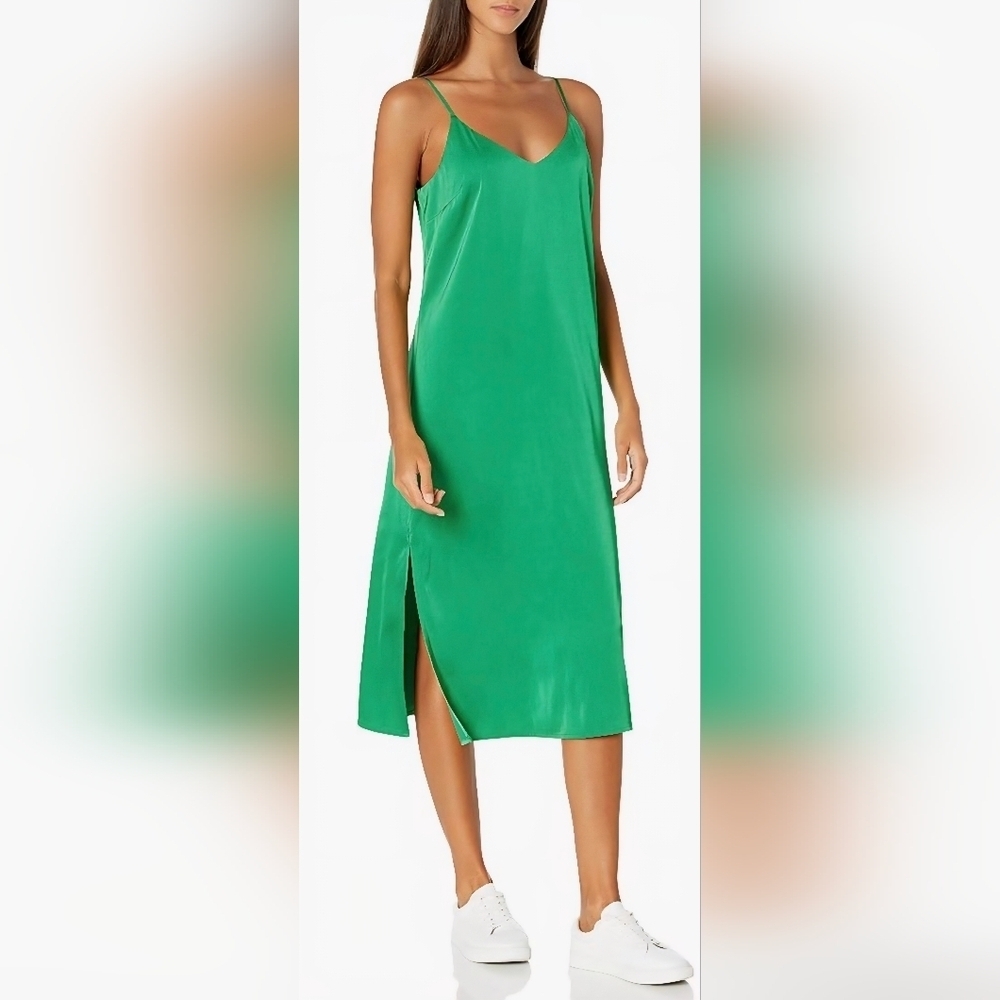 The Drop Women's Ana Silky V-Neck Midi Slip Dress #840